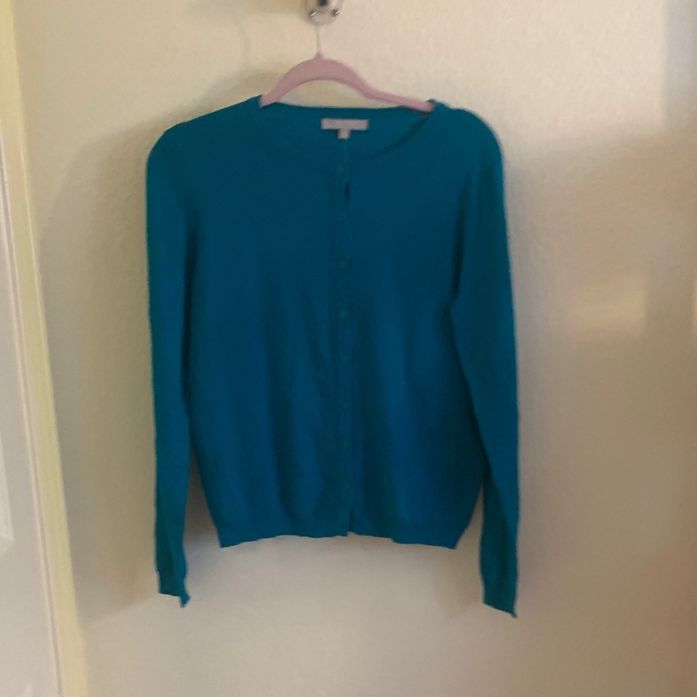 NWT Joan Vass Vibrant Blue Cardigan